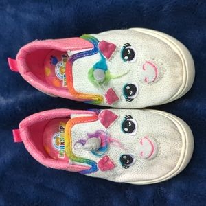 Toddler size 8 slip on unicorn slip on shoes